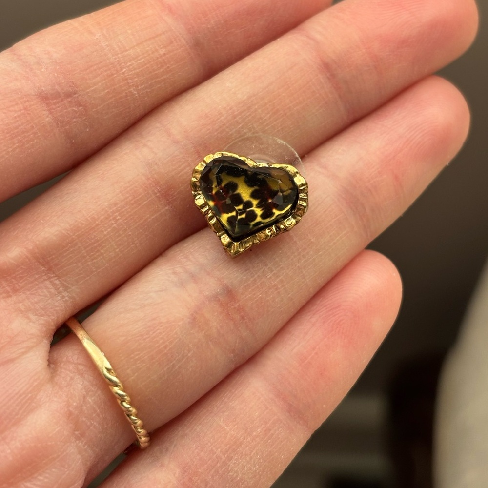 Vintage Gold Betsey Johnson Heart Earring